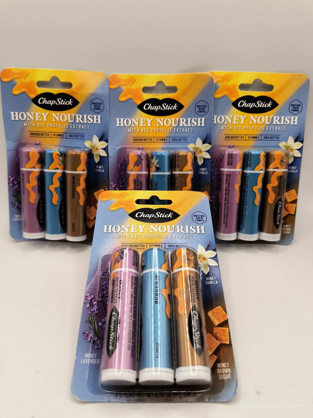 ChapStick Honey Nourish Lip Balm Set 3-Pack Moisturizing Shea Lot of 4 pks New